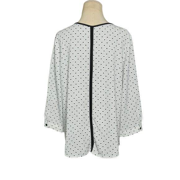41HAWTHORN White Black Polka Dots Litton Split Neck Blouse Size Large - Picture 11 of 12